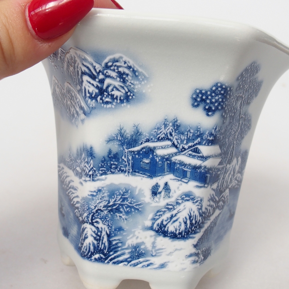 Cuenco bonsái de cerámica 10 x 9 x 9 cm, color blanco