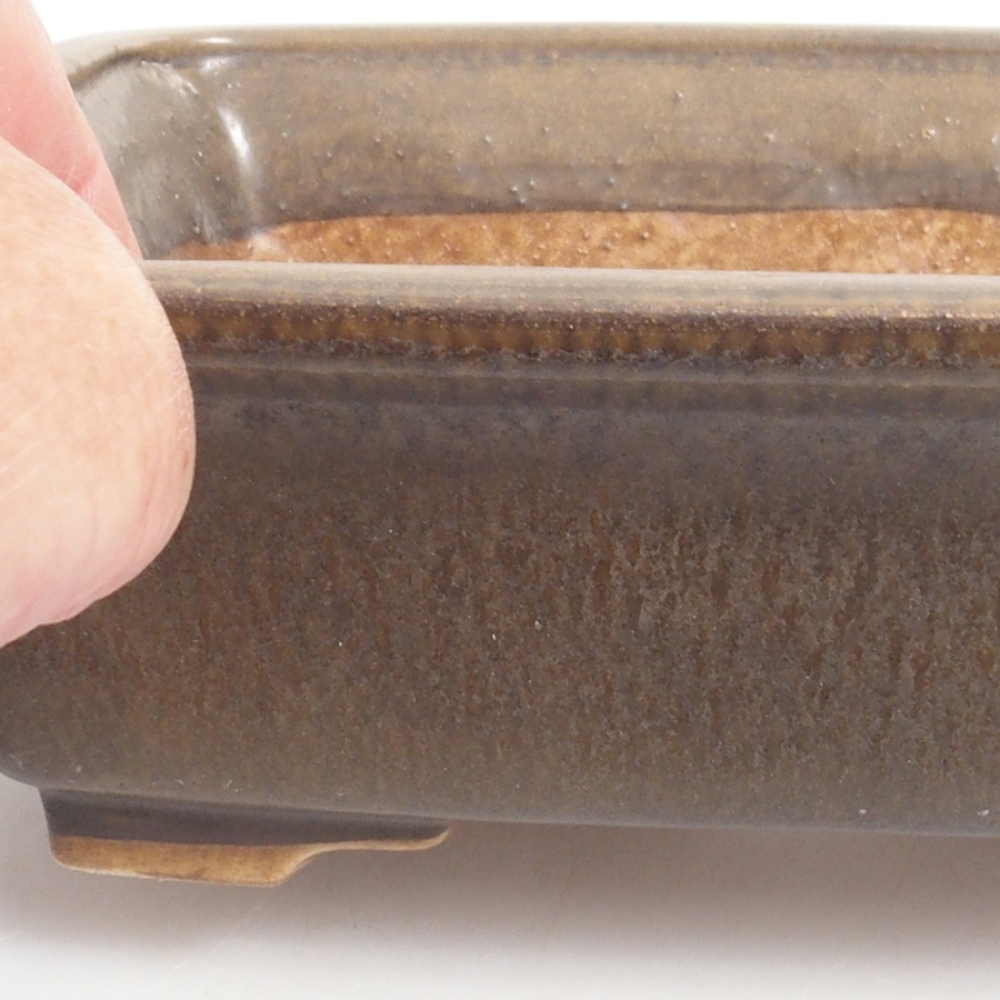 Cuenco bonsái de cerámica 10 x 8,5 x 4 cm, marrón