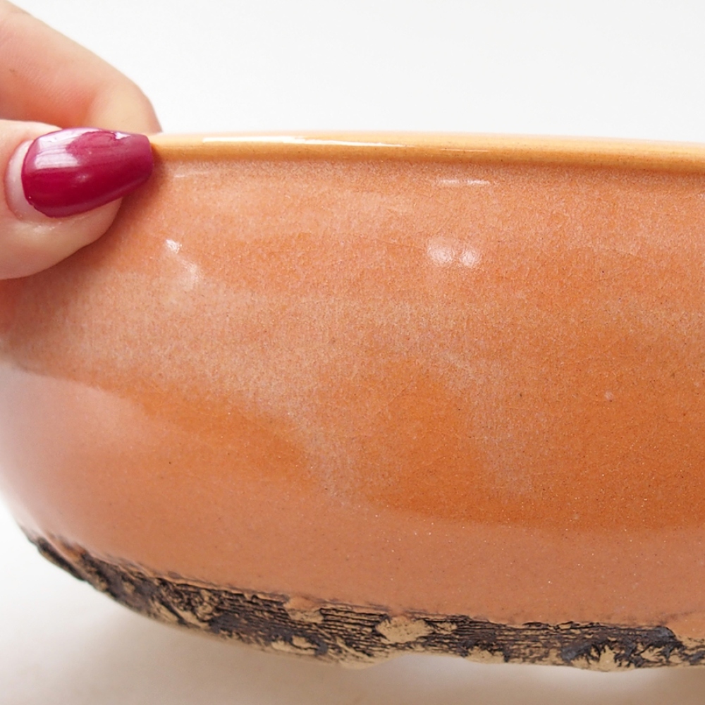 Cuenco bonsái de cerámica 20,5 x 20,5 x 6 cm, naranja