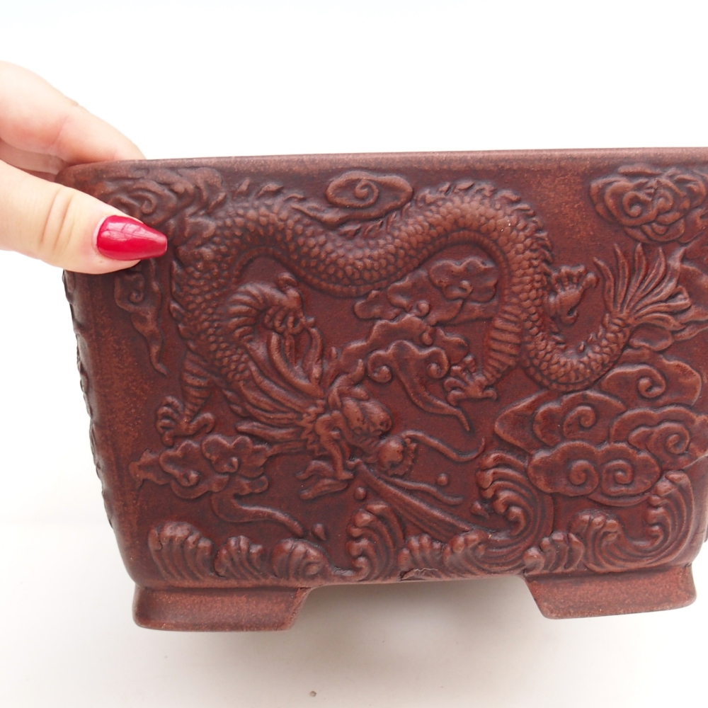 Cuenco bonsái de cerámica 21 x 21 x 13 cm, marrón