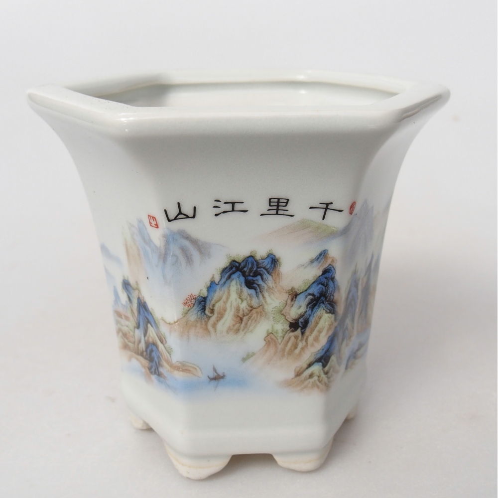 Cuenco bonsái de cerámica 10 x 9 x 9 cm, color blanco