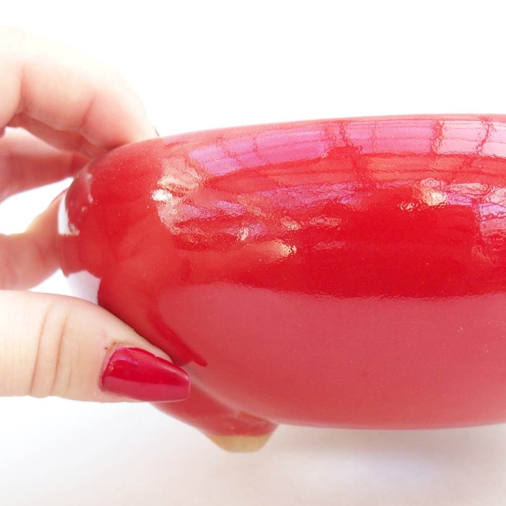 Cuenco bonsái de cerámica 14,5 x 14,5 x 7 cm, color rojo