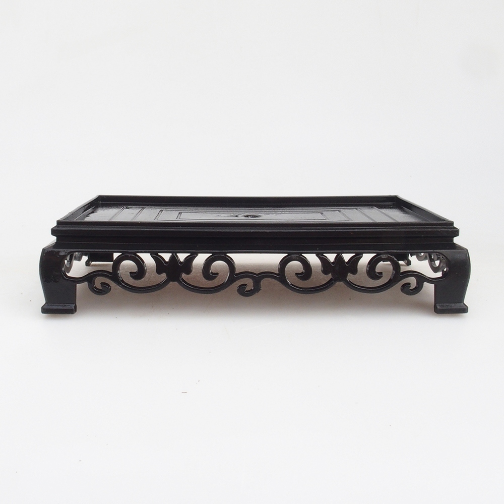 Mesa para bonsái rectángulo de plástico 15,5 x 10 x 3 cm, color negro