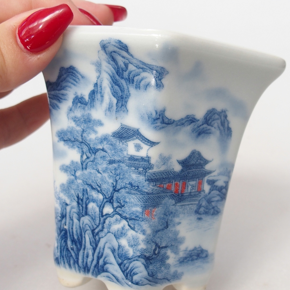 Cuenco bonsái de cerámica 10 x 9 x 9 cm, color blanco