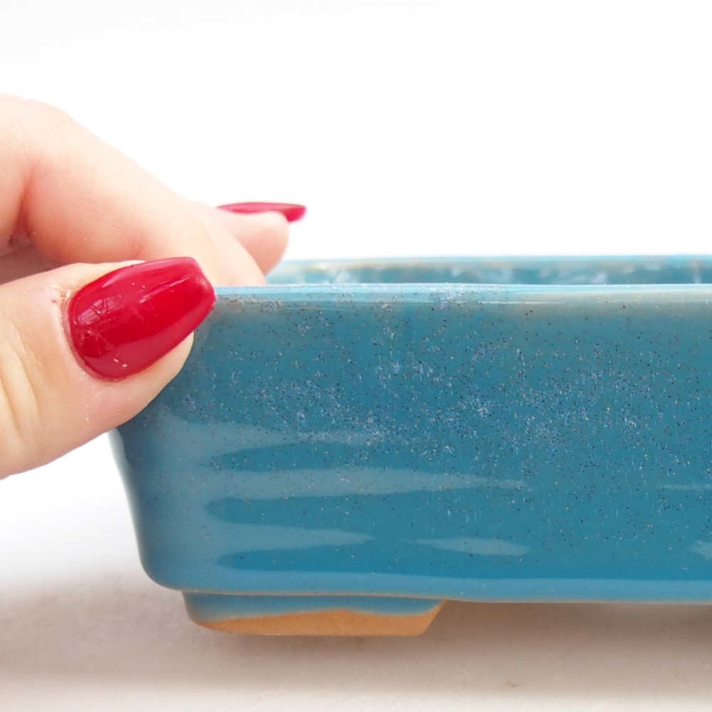 Cuenco bonsái de cerámica 14,5 x 10,5 x 4,5 cm, color azul