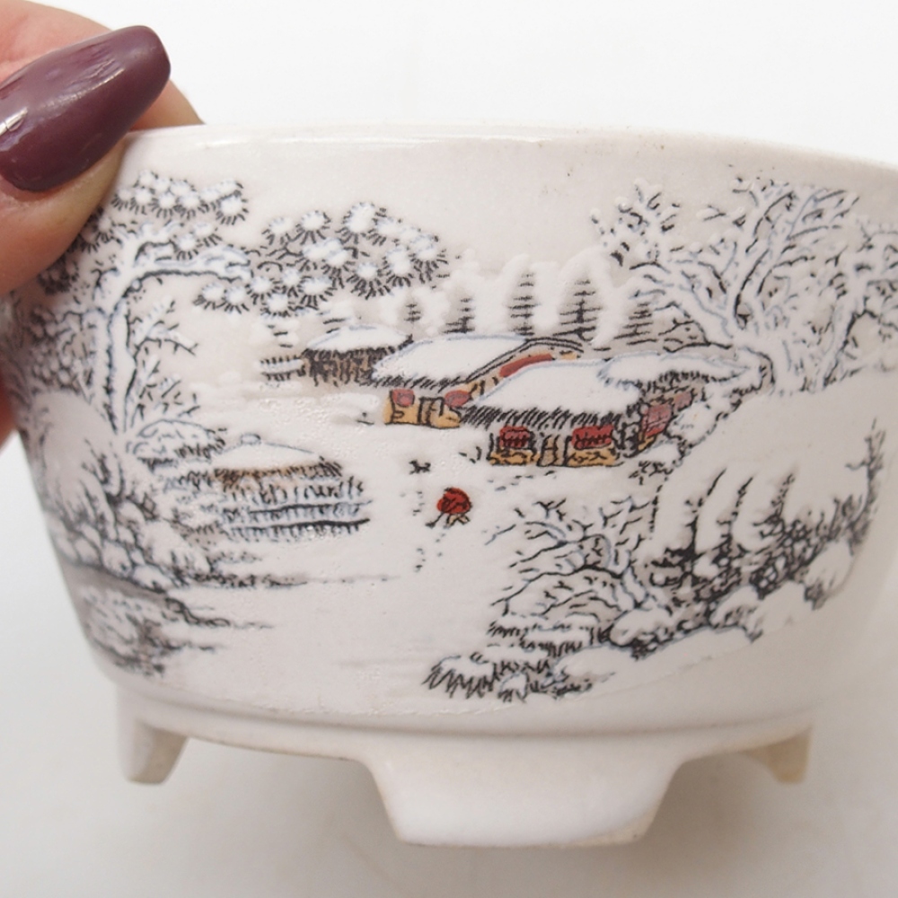 Cuenco bonsái de cerámica 12 x 12 x 6,5 cm, color blanco