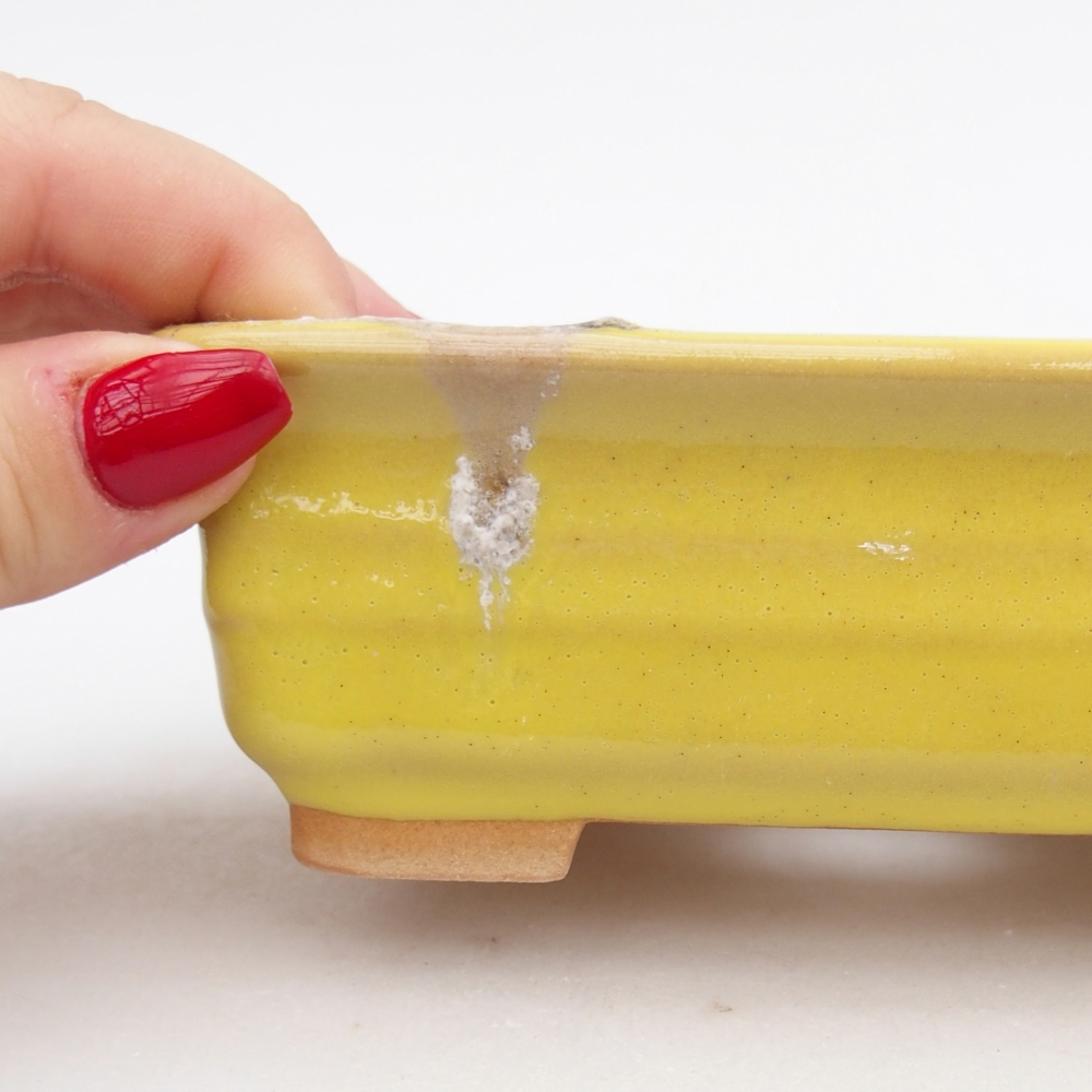 Cuenco bonsái de cerámica 13,5 x 10 x 4,5 cm, amarillo