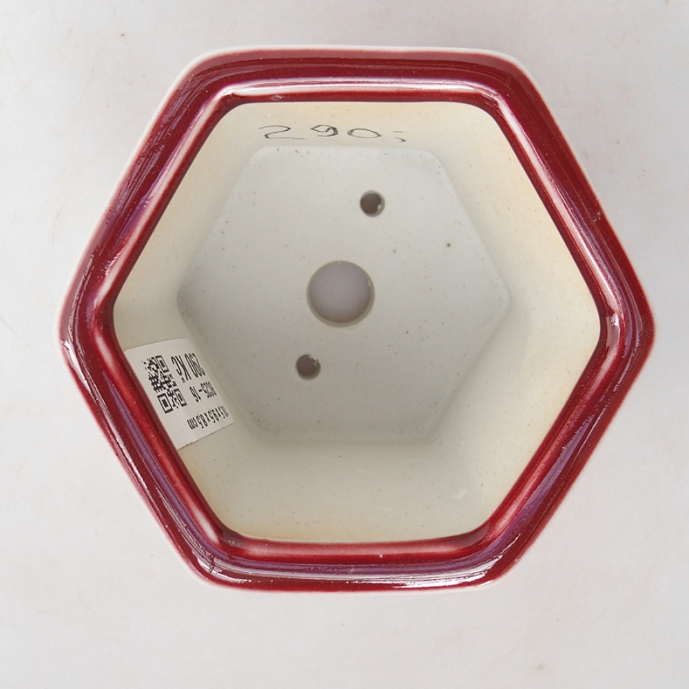 Cuenco bonsái de cerámica 10,5 x 9,5 x 8,5 cm, color rojo