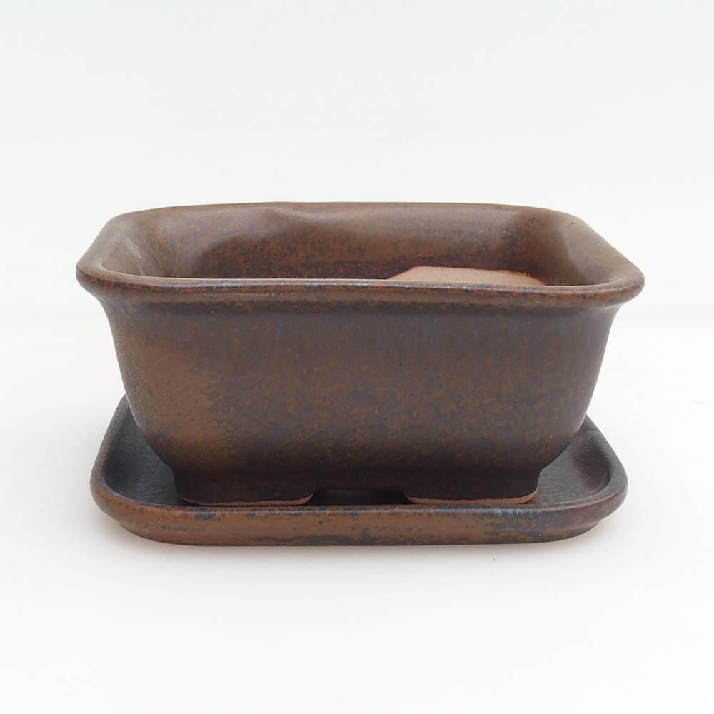 Cuenco bonsái + platillo H11 - 11,5 x 10 x 4 cm - verde