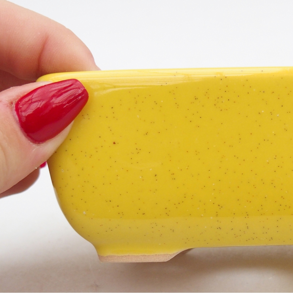 Cuenco bonsái de cerámica 10,5 x 7,5 x 4,5 cm, amarillo