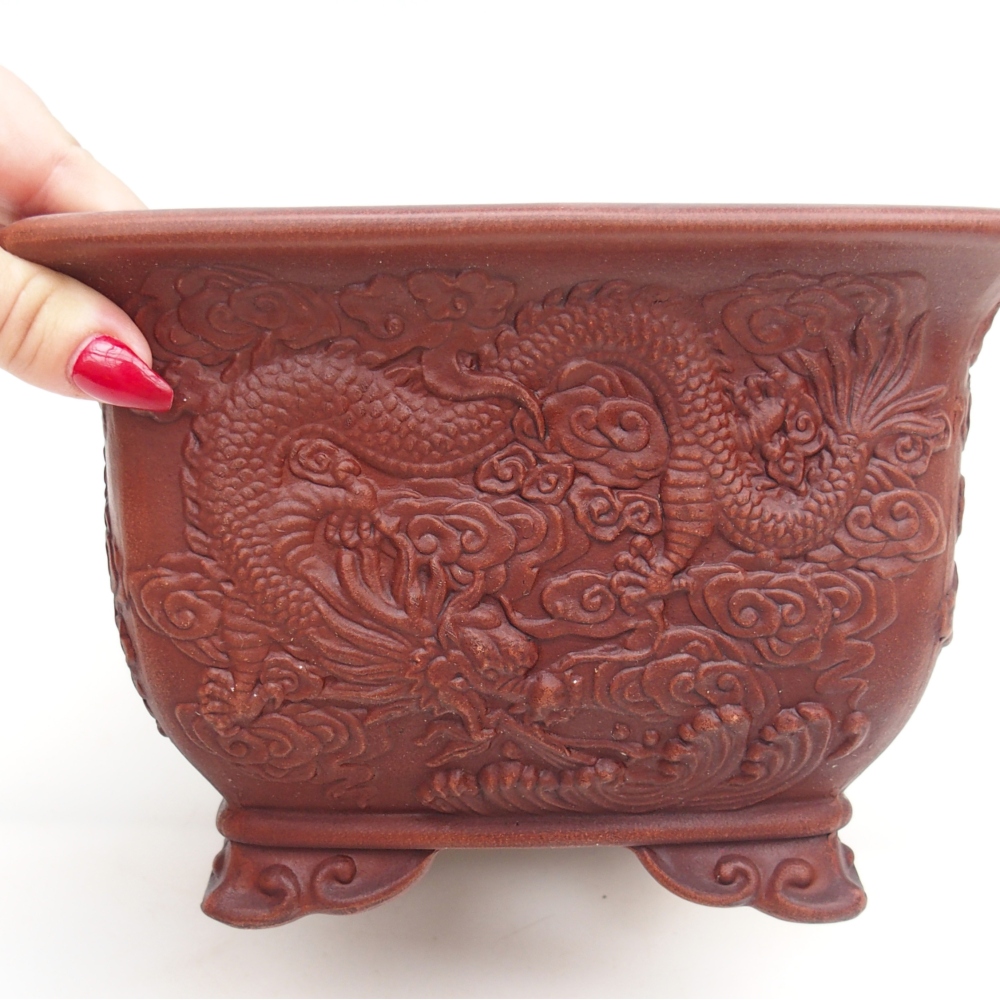 Cuenco bonsái de cerámica 21 x 21 x 13,5 cm, marrón