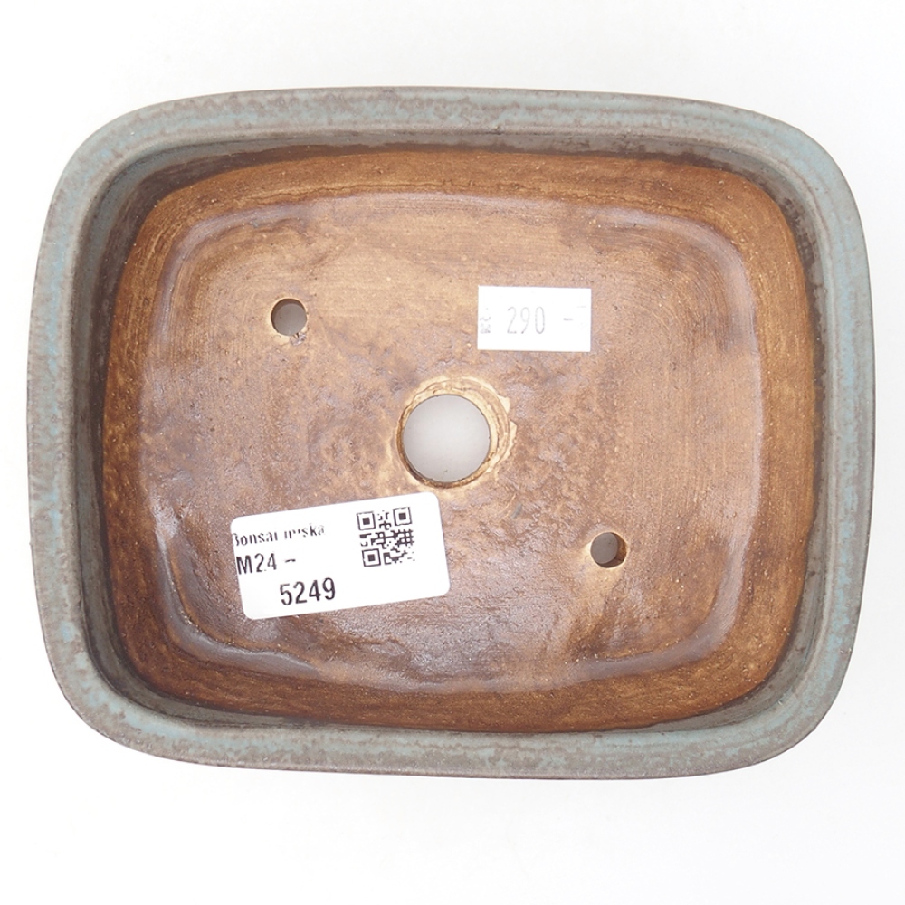 Cuenco bonsái de cerámica 14,5 x 11,5 x 4 cm, color azul