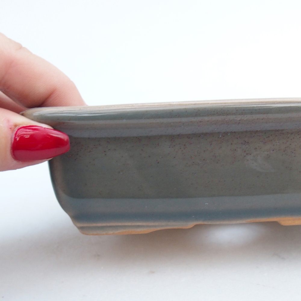 Cuenco bonsái de cerámica 14 x 10,5 x 4 cm, gris