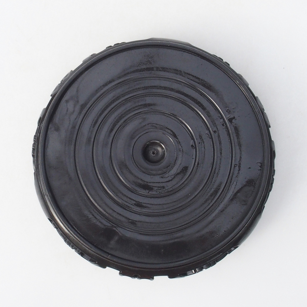 Mesa de plástico para bonsái redonda 14,5 x 14,5 x 4 cm, color negro