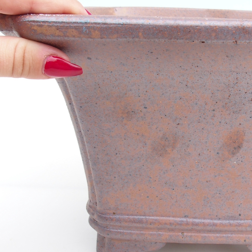 Cuenco bonsái de cerámica 23,5 x 23,5 x 17 cm, color metálico