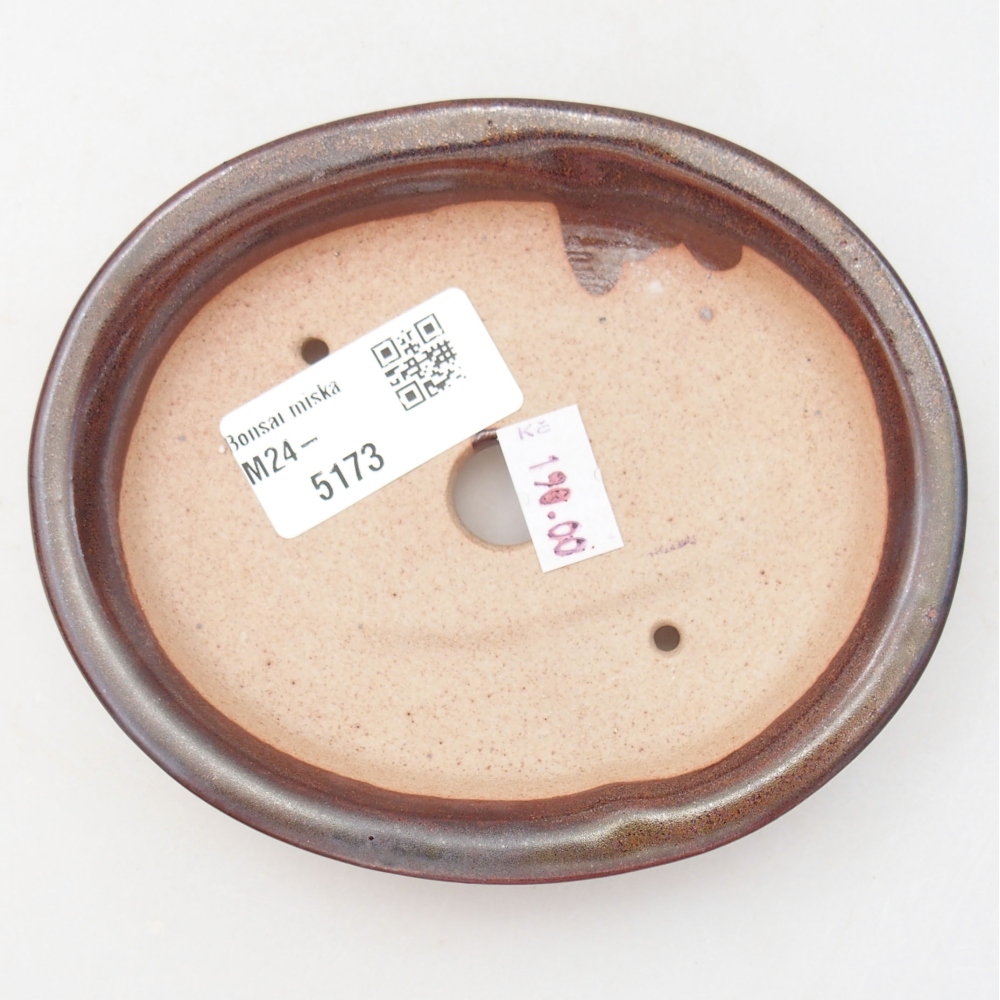 Cuenco bonsái de cerámica 12,5 x 10,5 x 2 cm, marrón