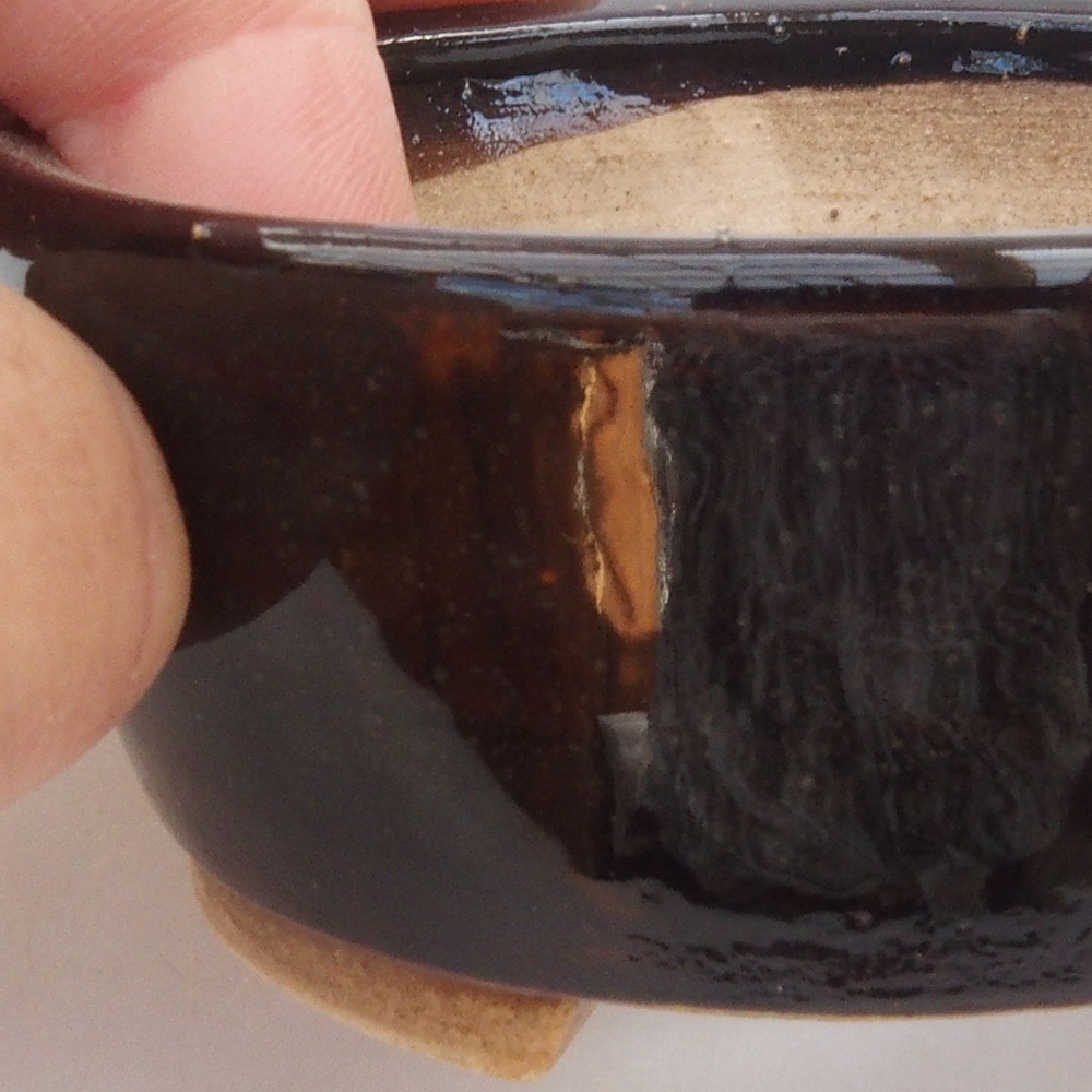 Cuenco bonsái de cerámica 10 x 8,5 x 4 cm, marrón