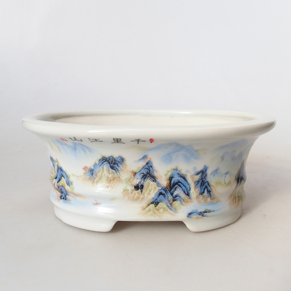 Cuenco bonsái de cerámica 14,5 x 11 x 4,5 cm, color blanco