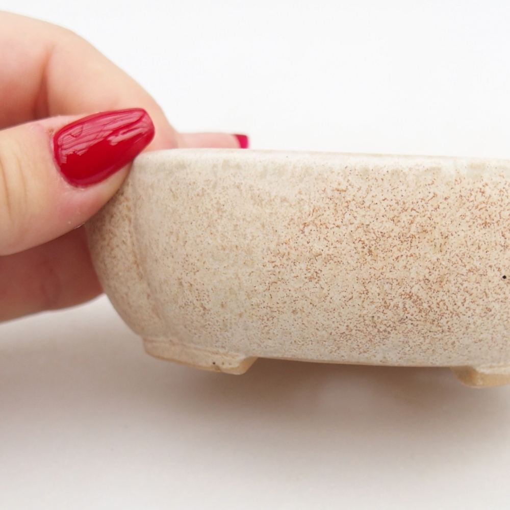 Cuenco bonsái de cerámica 10,5 x 9 x 3,5 cm, color beige