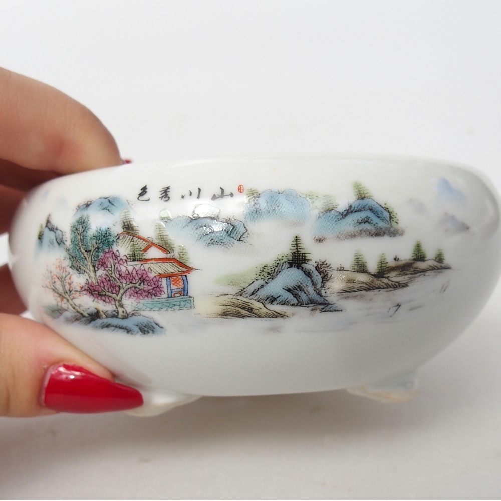 Cuenco bonsái de cerámica 10 x 10 x 5 cm, color blanco