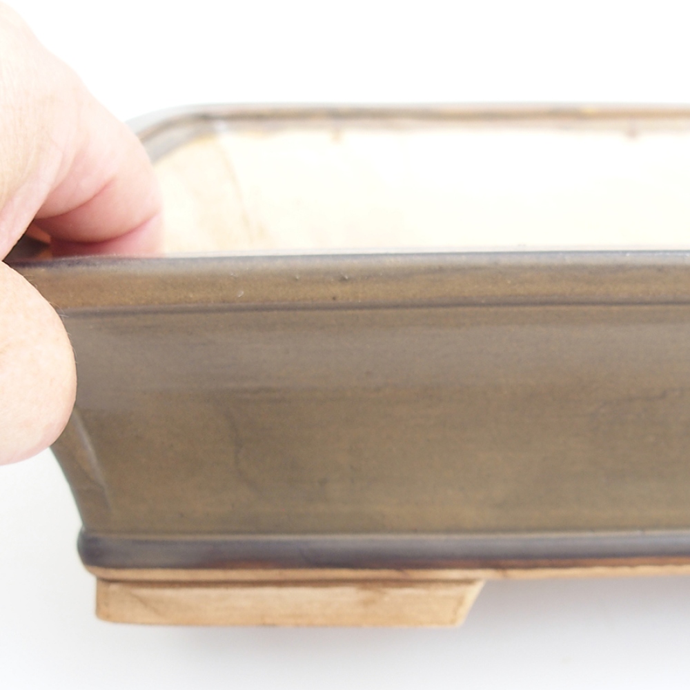 Cuenco bonsái de cerámica 29,5 x 25 x 7,5 cm, marrón