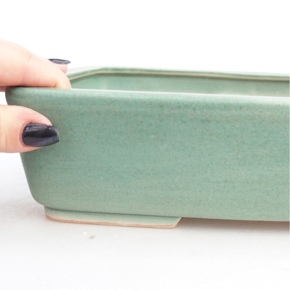 Cuenco bonsái de cerámica 26,5 x 20,5 x 7 cm, verde