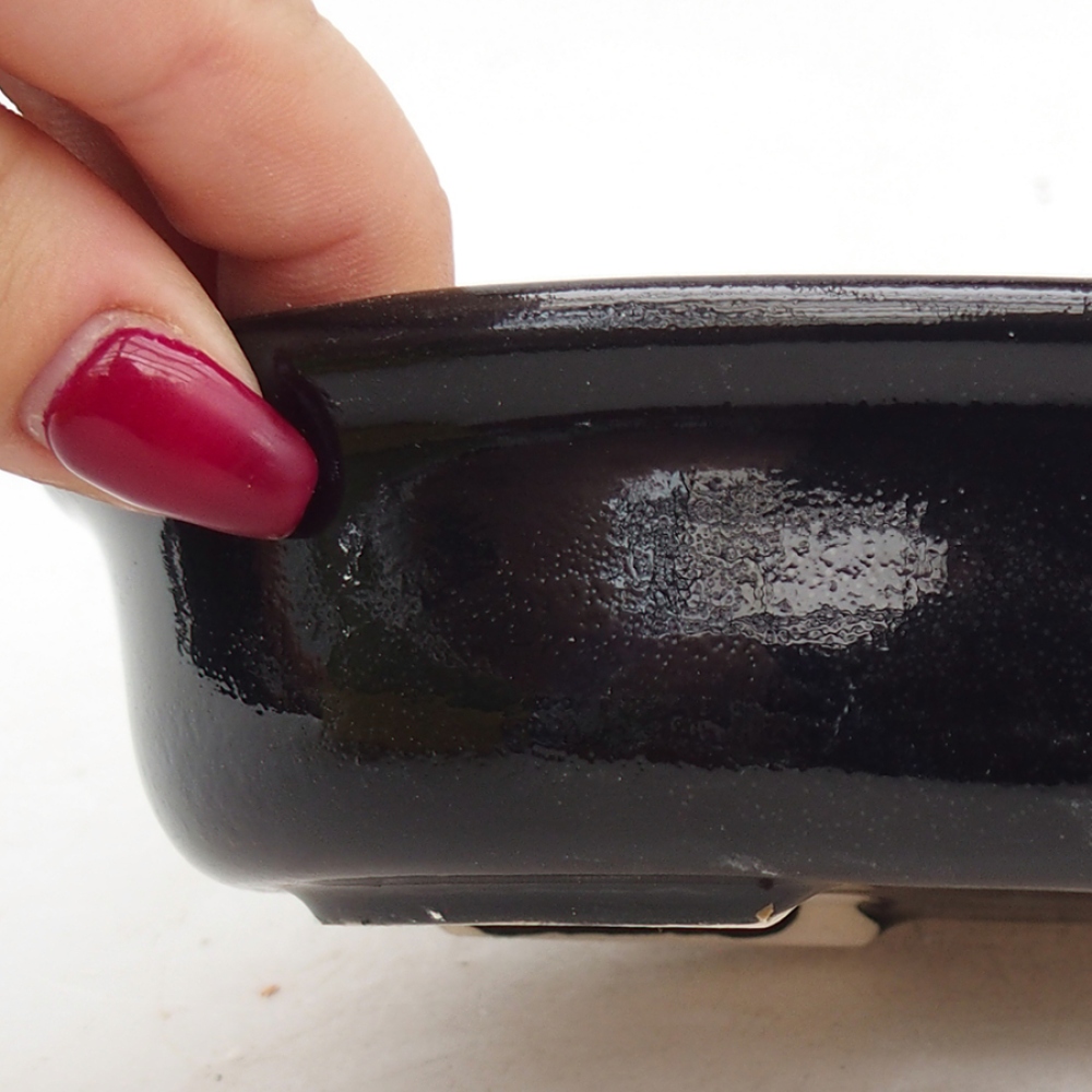 Cuenco bonsái de cerámica 15 x 11 x 3,5 cm, color negro