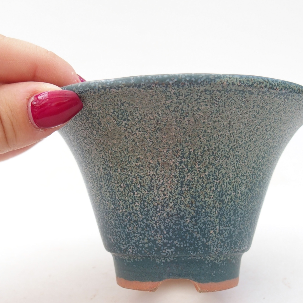 Cuenco bonsái de cerámica 10,5 x 10,5 x 6,5 cm, color azul