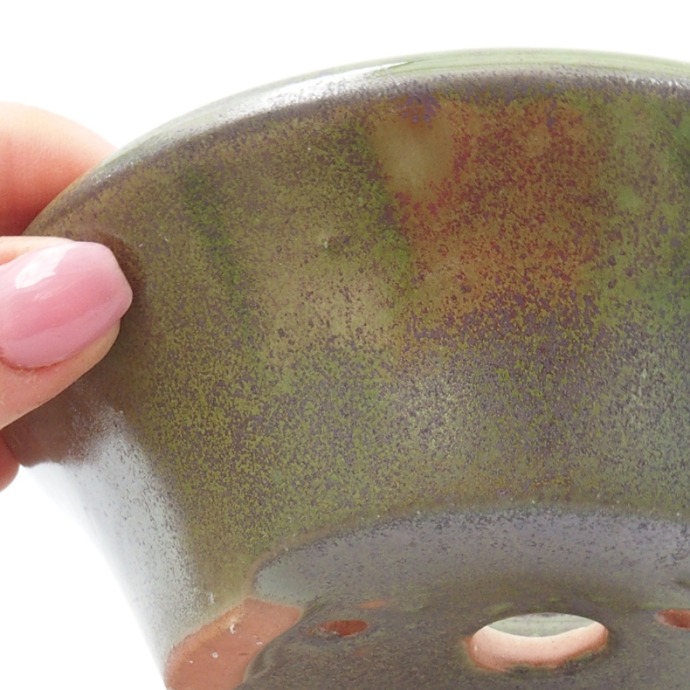 Cuenco bonsái de cerámica 13,5 x 13,5 x 5 cm, verde