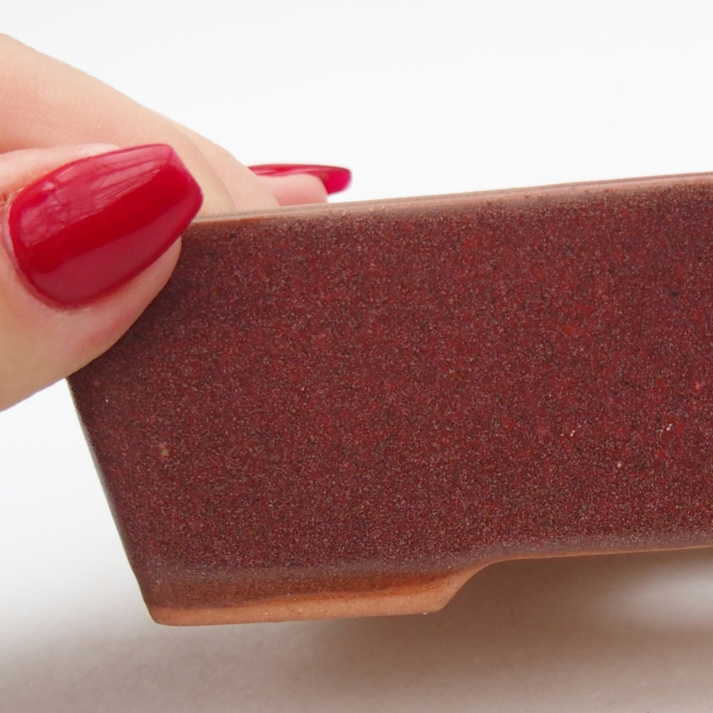 Cuenco bonsái de cerámica 11,5 x 9,5 x 6 cm, color burdeos