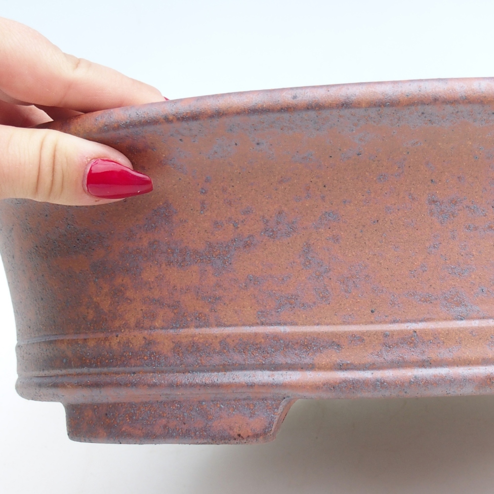 Cuenco bonsái de cerámica 36,5 x 28,5 x 9 cm, color metálico