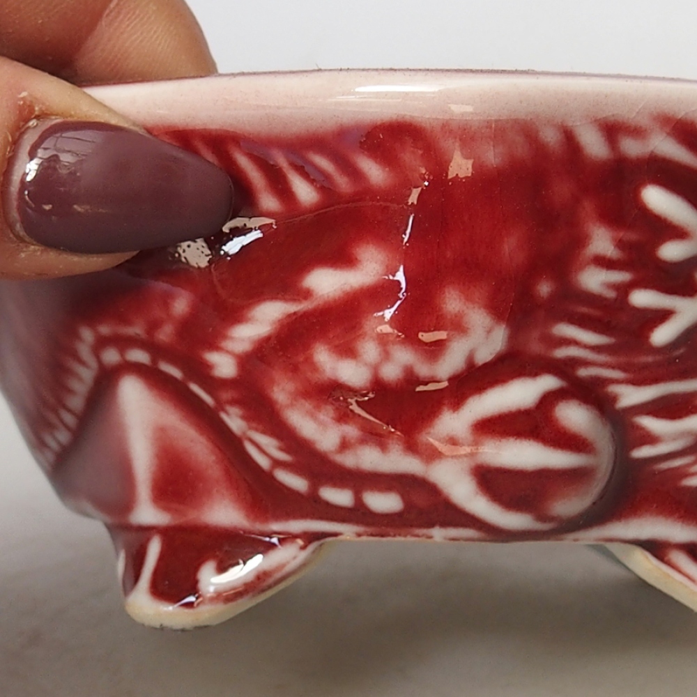 Cuenco bonsái de cerámica 11 x 10 x 5 cm, color rojo