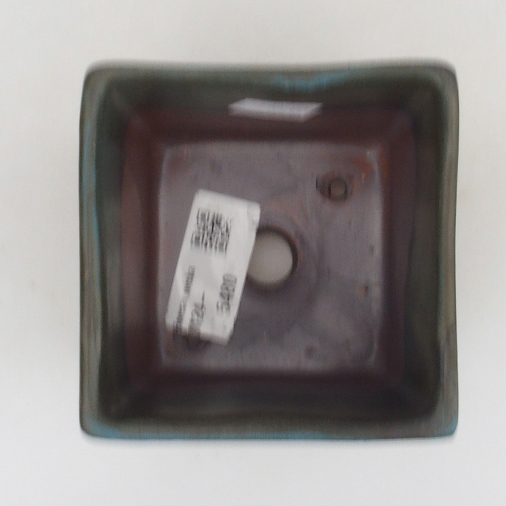 Cuenco bonsái de cerámica 8,5 x 8,5 x 8,5 cm, color azul