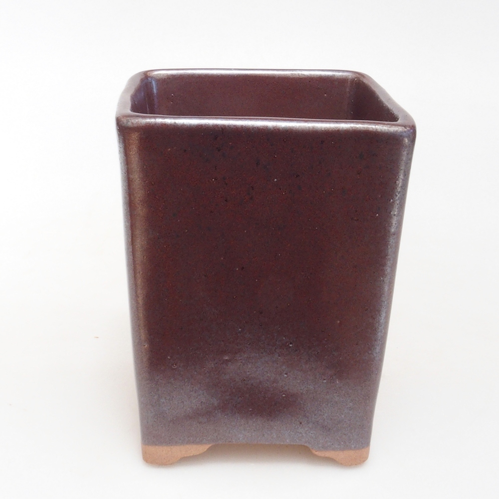Cuenco bonsái de cerámica 8,5 x 8,5 x 11 cm, marrón