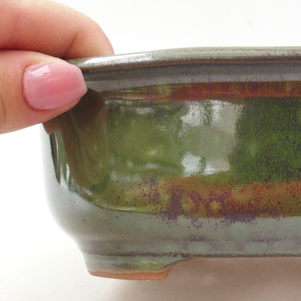 Cuenco bonsái de cerámica 15,5 x 12 x 5,5 cm, verde