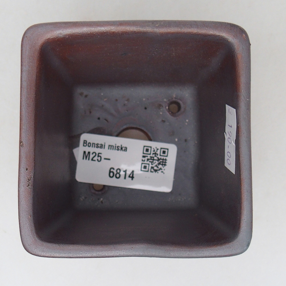 Cuenco bonsái de cerámica 7,5 x 7,5 x 7 cm, color metálico