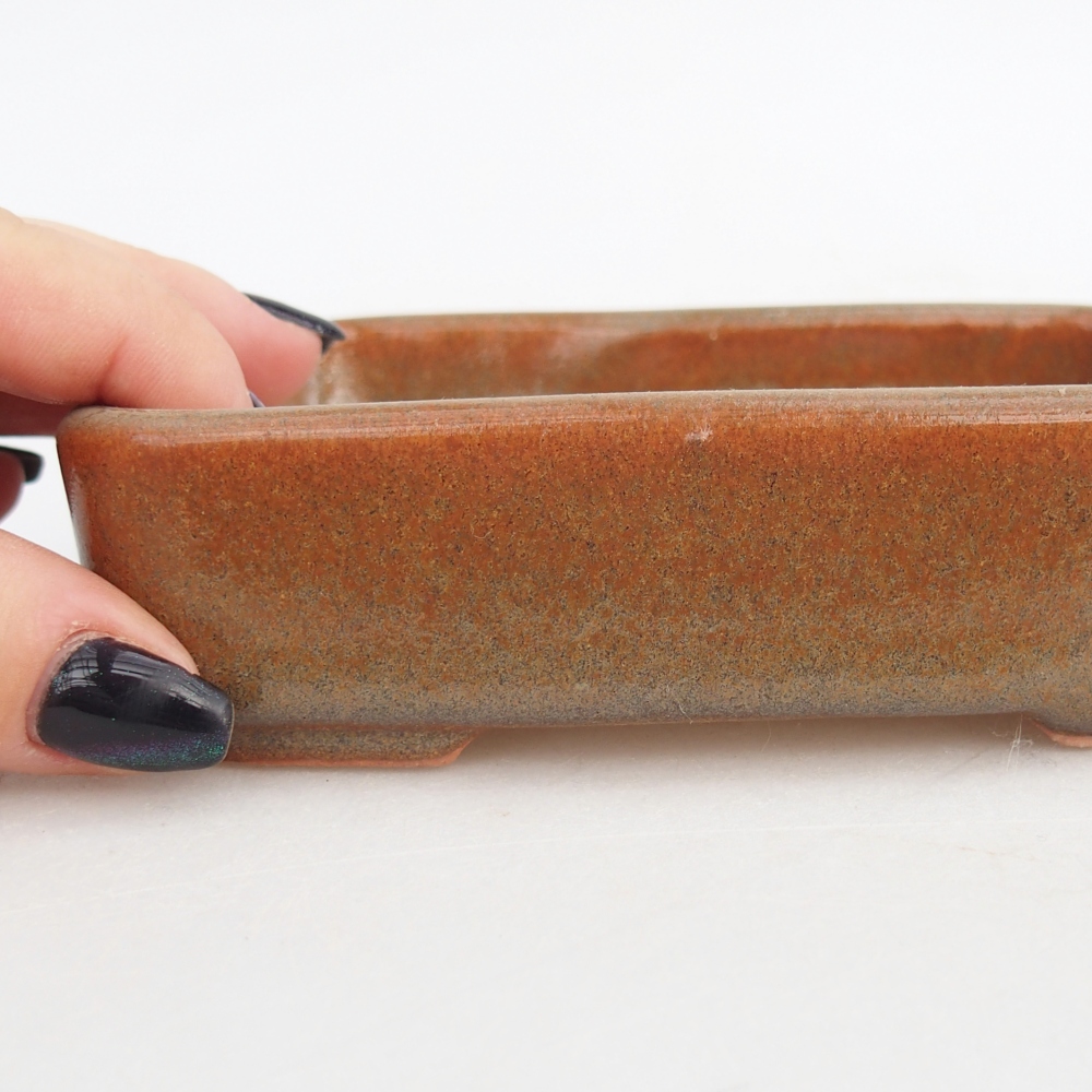 Cuenco bonsái de cerámica 12,5 x 9,5 x 3,5 cm, marrón