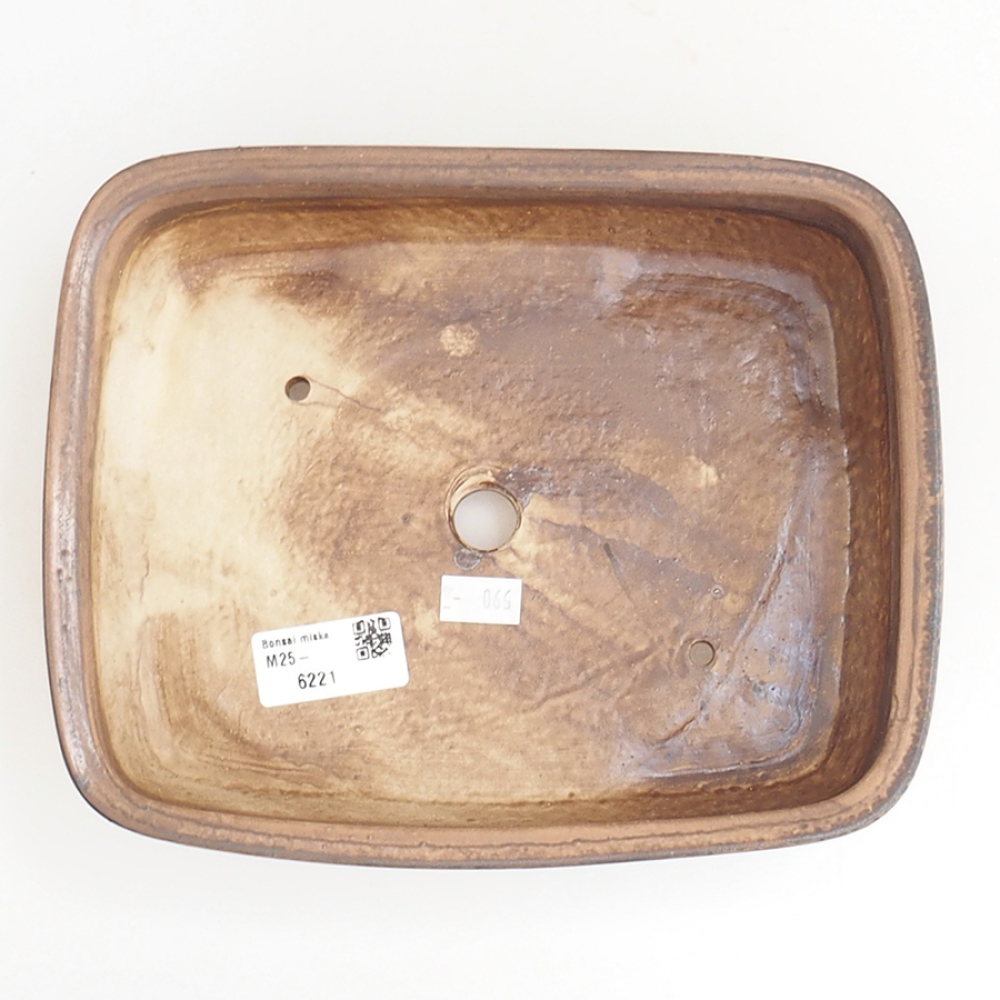 Cuenco bonsái de cerámica 21,5 x 17,5 x 5,5 cm, marrón