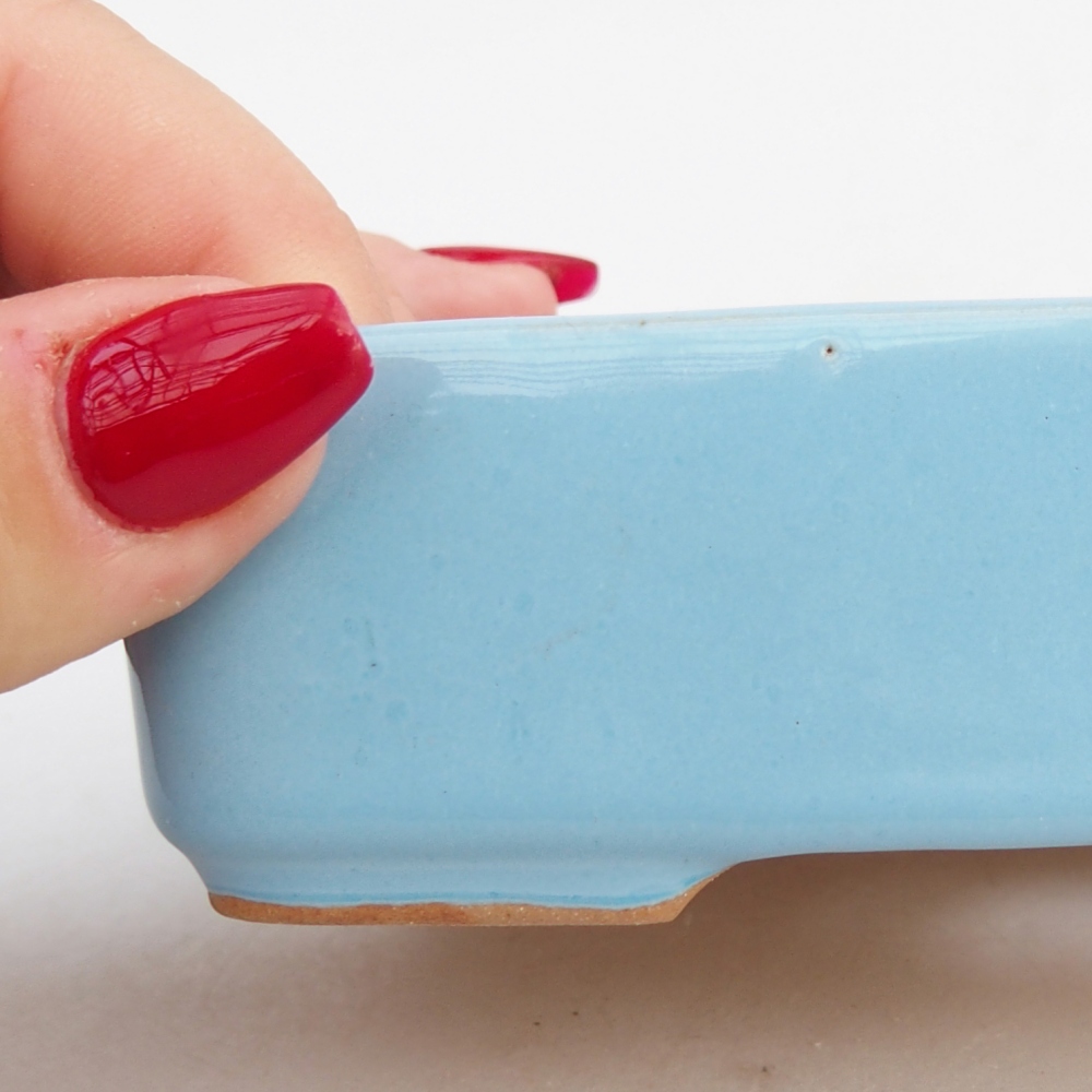 Cuenco bonsái de cerámica 12,5 x 9,5 x 3,5 cm, color azul