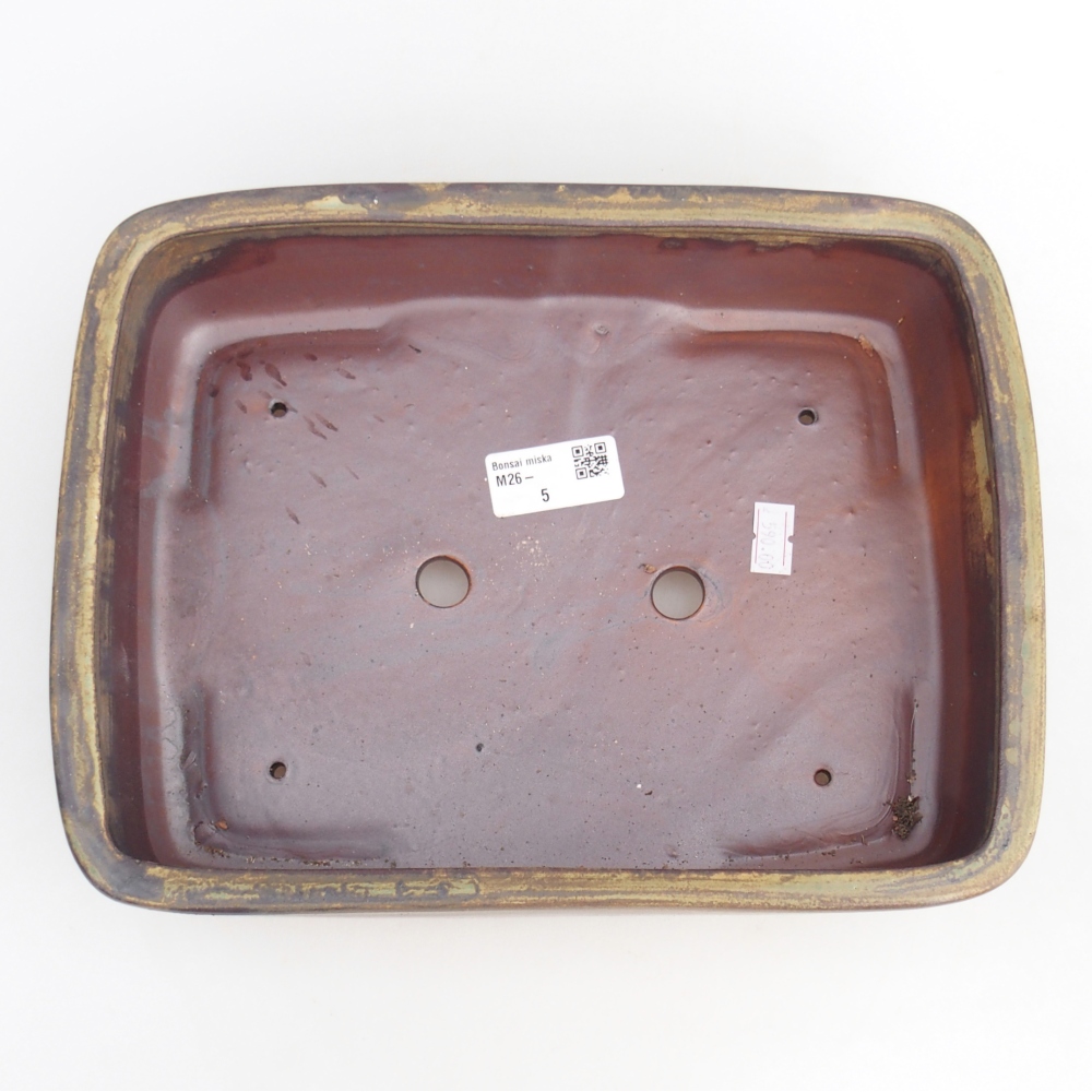 Cuenco bonsái de cerámica 26,5 x 20,5 x 7 cm, verde