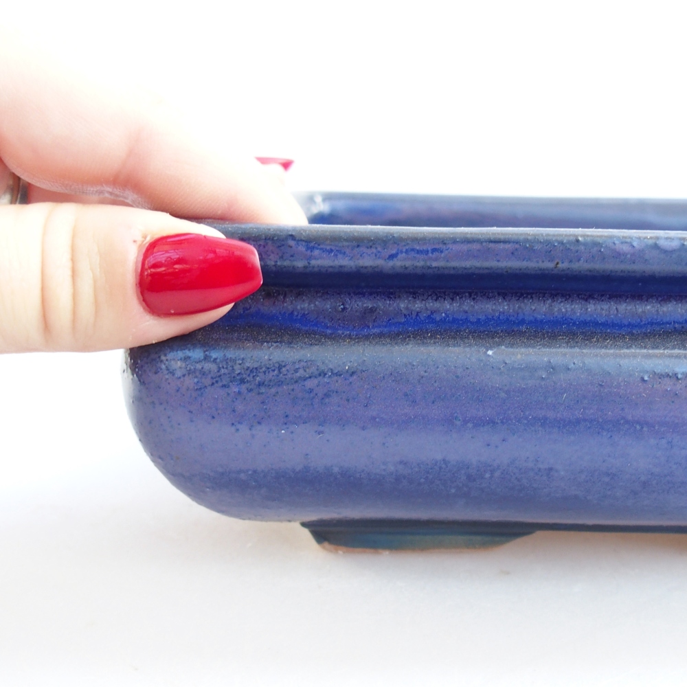 Cuenco bonsái de cerámica 15,5 x 15,5 x 6 cm, color azul