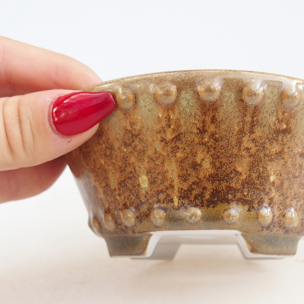 Cuenco bonsái de cerámica 10,5 x 10,5 x 5 cm, marrón