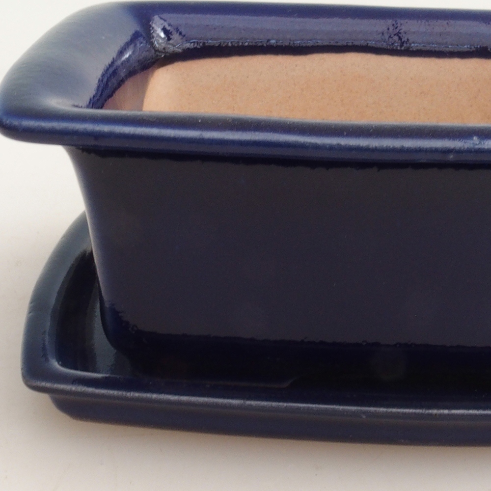 Cuenco bonsái + platillo H11 - 11,5 x 10 x 4 cm - azul