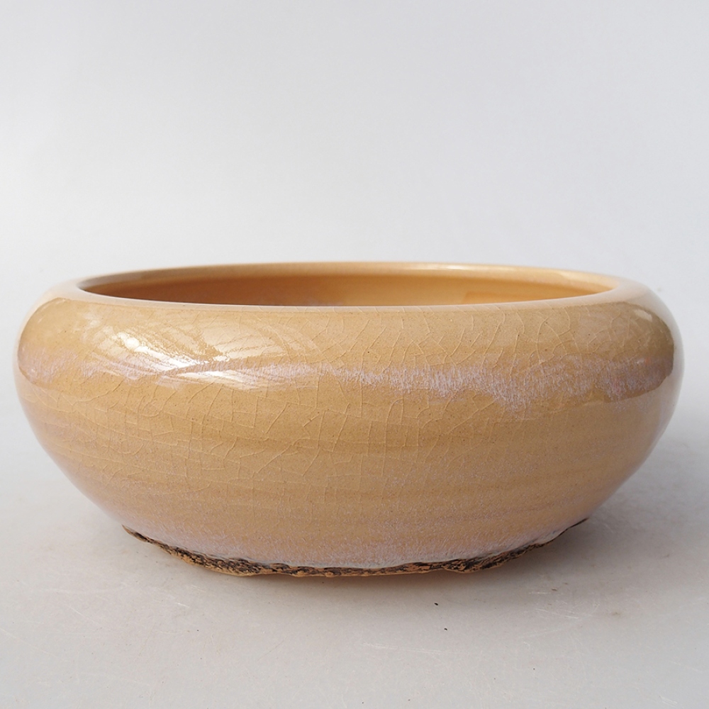 Cuenco bonsái de cerámica 18 x 18 x 6 cm, color beige