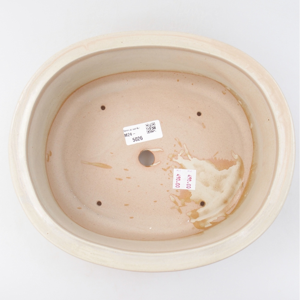 Cuenco bonsái de cerámica 26 x 22 x 8 cm, color beige