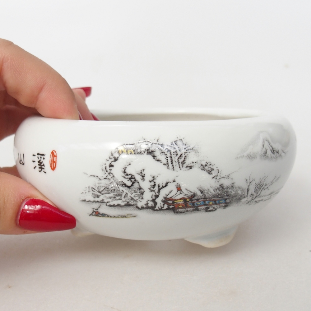 Cuenco bonsái de cerámica 10 x 10 x 5 cm, color blanco