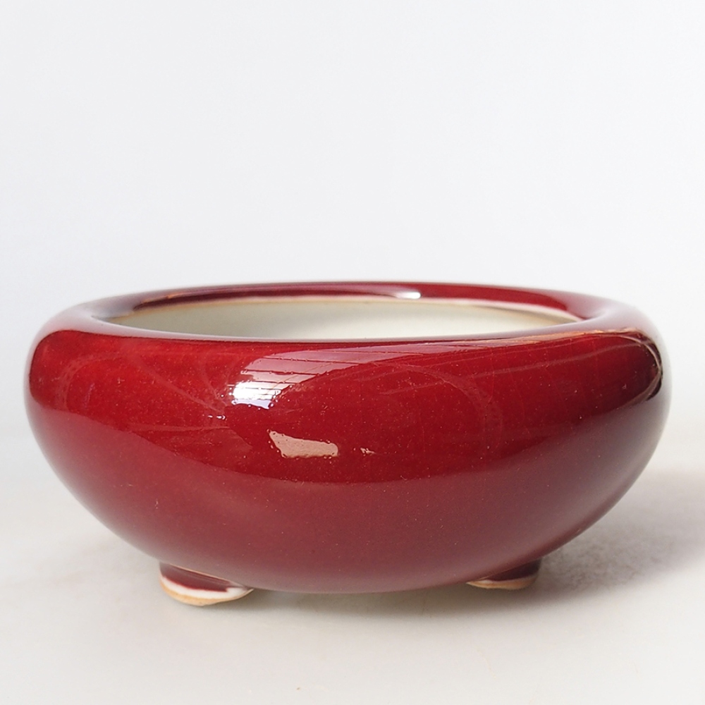 Cuenco bonsái de cerámica 10,5 x 10,5 x 4,5 cm, color rojo
