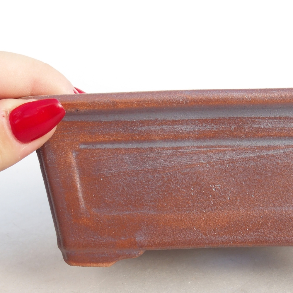 Cuenco bonsái de cerámica 13,5 x 10 x 5,5 cm, color metálico