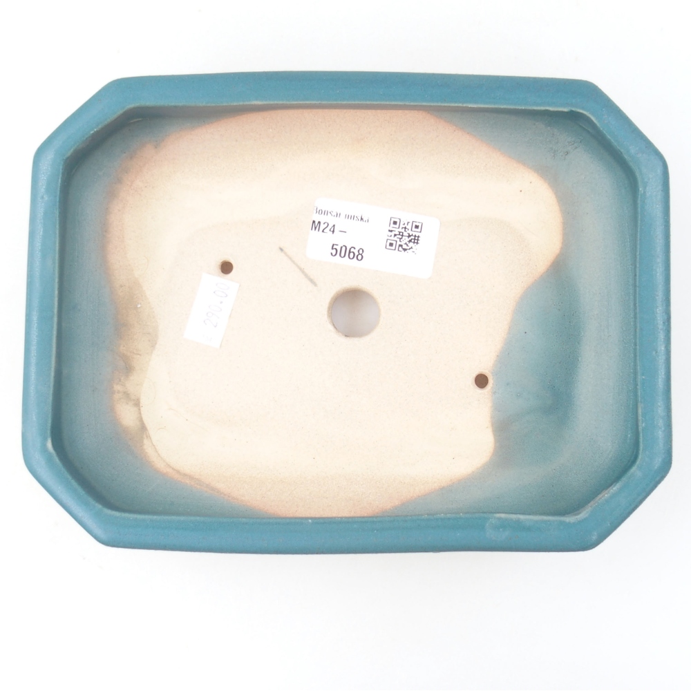 Cuenco bonsái de cerámica 18,5 x 13,5 x 4 cm, color azul