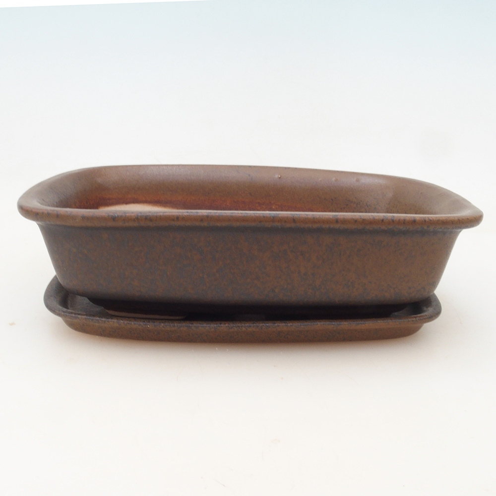 Cuenco bonsái + platillo H02 - marrón